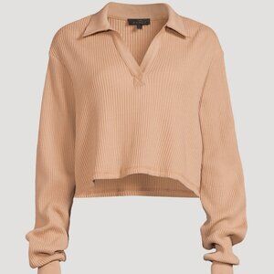 THE RANGE Jumbo Stark Cropped Polo Shirt - Size Small